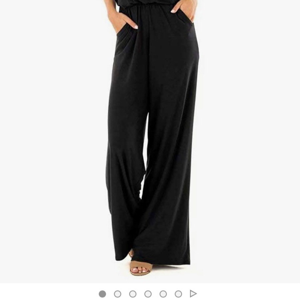 Womens spaghetti strap loose fitting wide leg jumper. - Picture 4 of 5